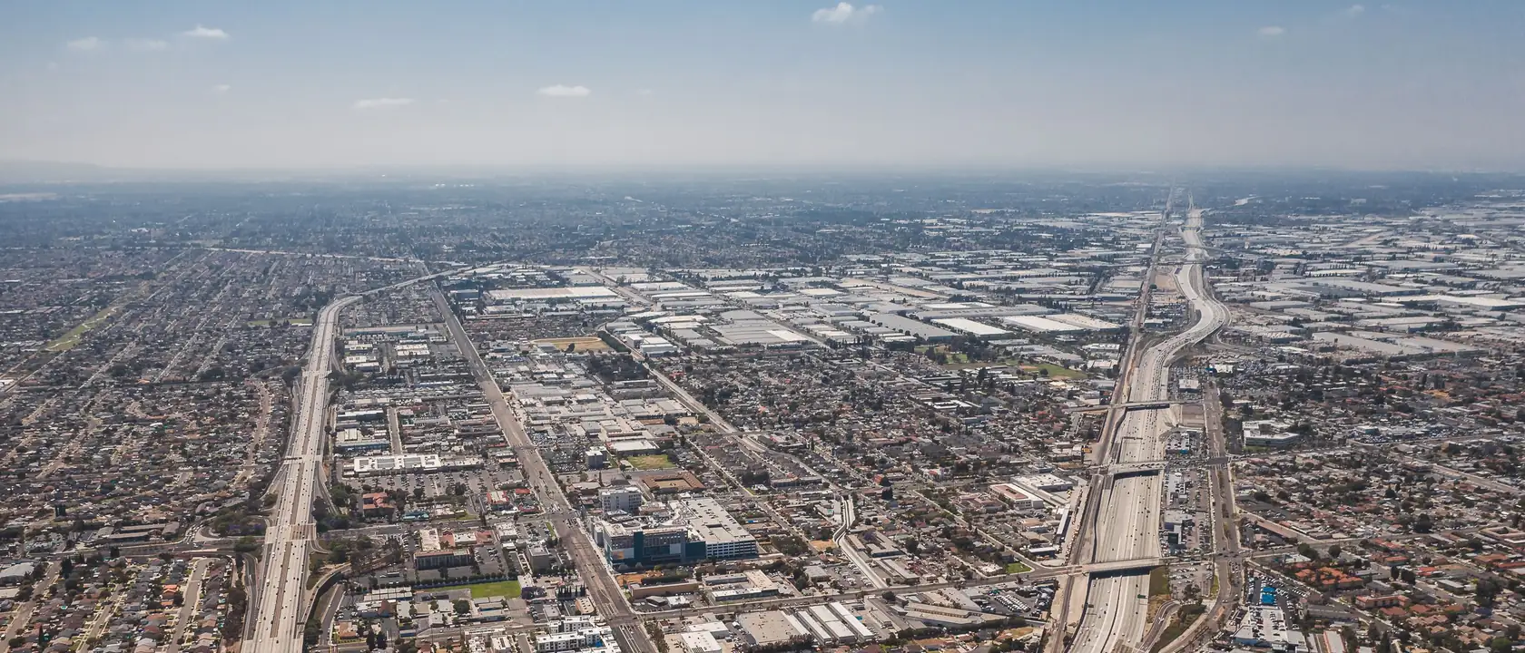Aerial view over the San Fernando Valley