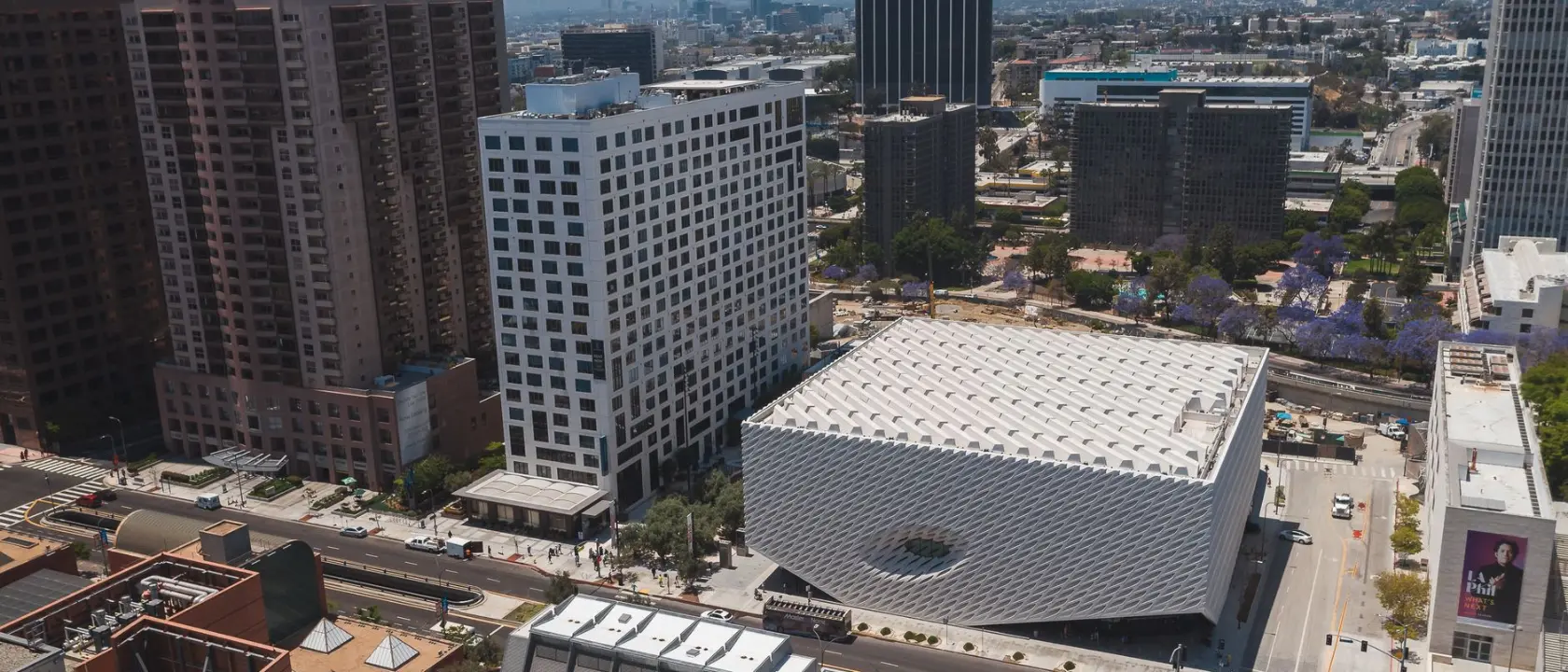 Aerial view of a Los Angeles high-rise office district